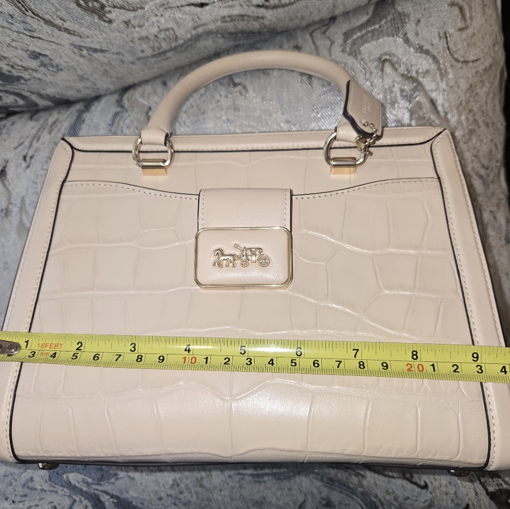Coach Cream Croc-Embossed Leather Tote - Picture 7 of 7